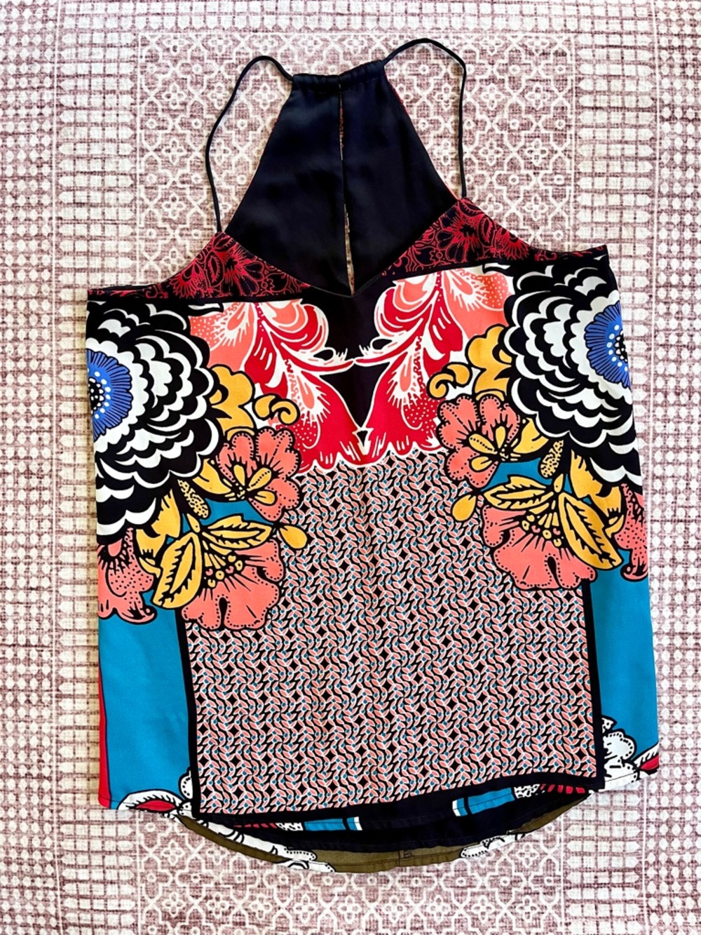 Reverseable Tank Top Multicolored Geometric & Black Camisole Women’s Small